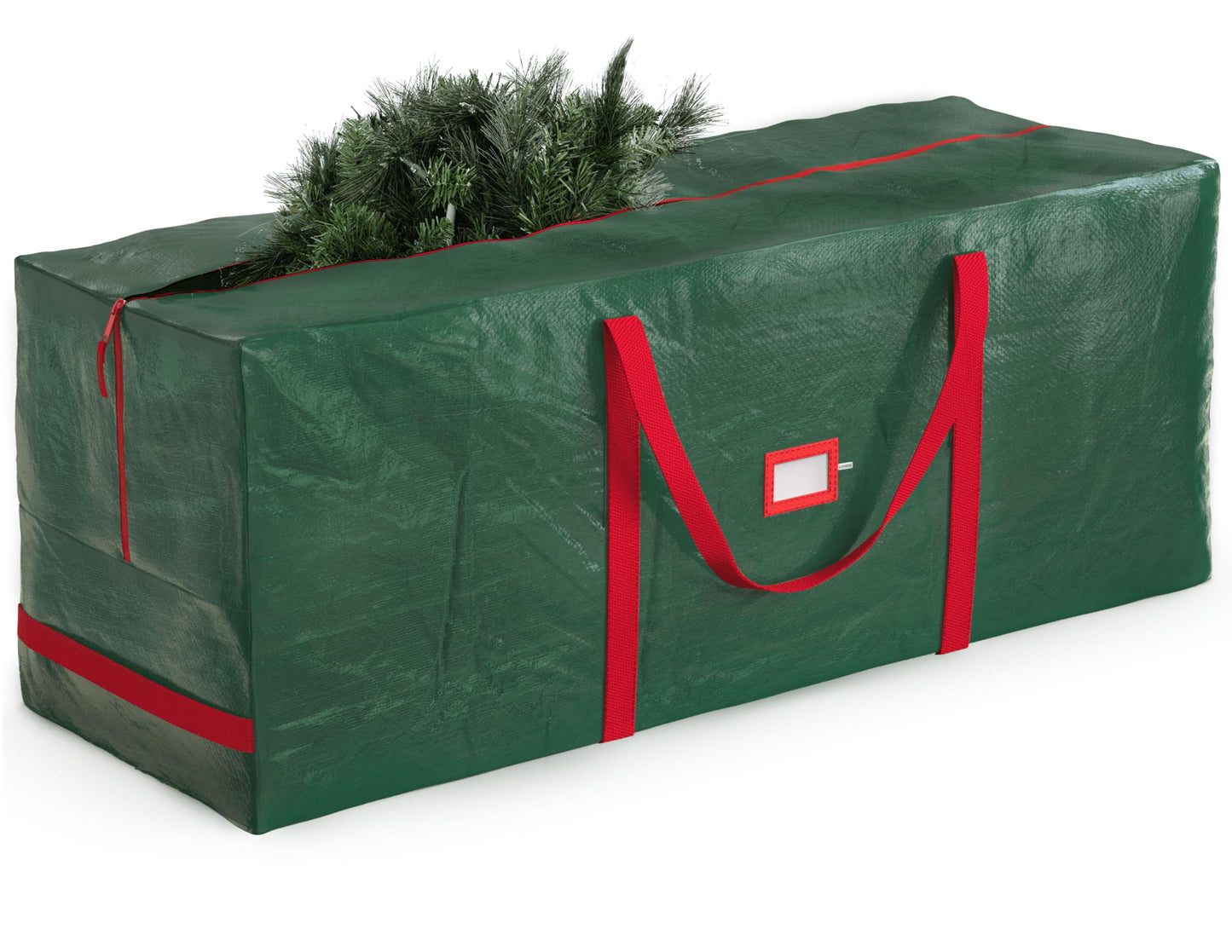 Zober Christmas Tree Storage Bag - Fits 7.5 Ft Artificial Trees - Plastic, Waterproof Christmas Tree Bag For Storage Box For Xmas - Strong, Durable Handles - Label Card Slot - Green