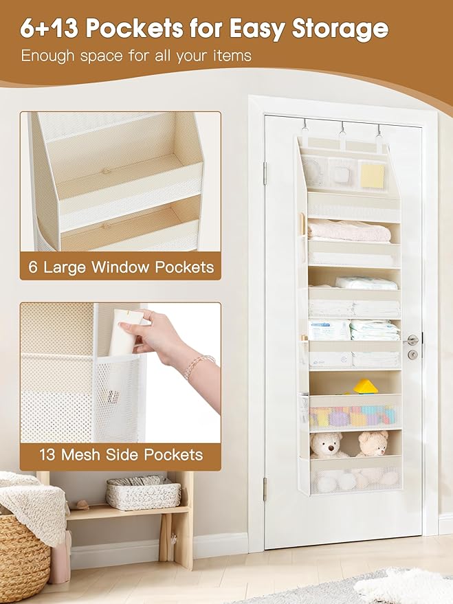 Criusia 2 Pack Over the Door Organizer, 6-Shelf Closet Hanging Storage