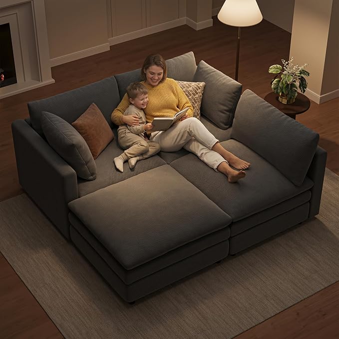 97" Cloud Couches for Living Room, 29.1" Deep Seat Modular Sectional Sofa