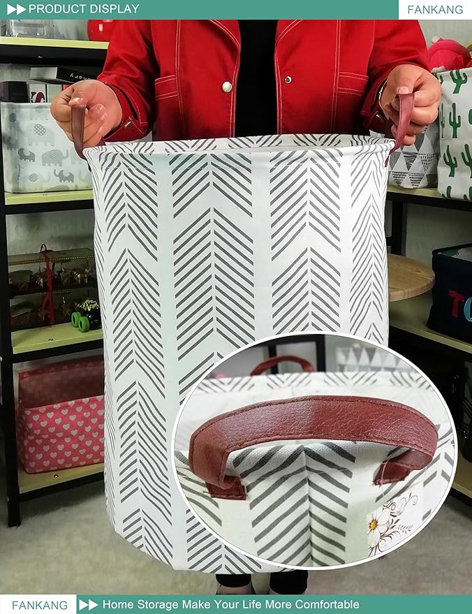 FANKANG Storage Basket, Nursery Hamper Canvas Laundry Basket Foldable