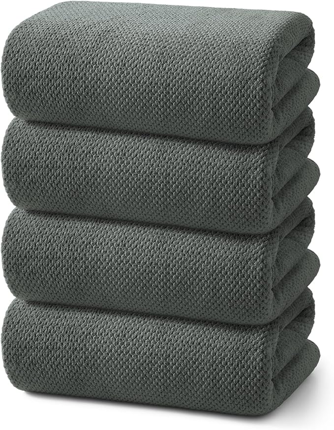 REDKISS 4 Pack Premium Bath Towels, Plush Coral Fleece Towels
