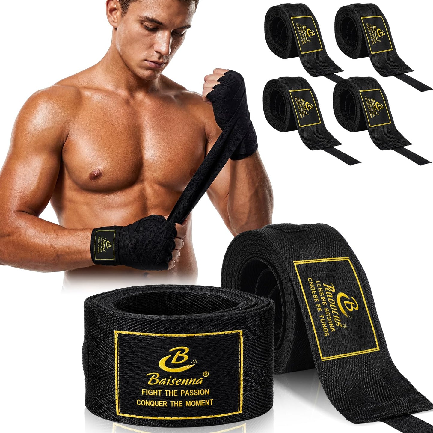Gemscream 4 Pcs Boxing Hand Wraps 196 Inches/ 5 M Wrist Wrap Protection for Men Women Boxing Muay Thai MMA Kickboxing