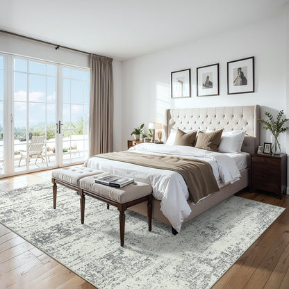 8x10 Area Rugs for Living Room - Washable Rug Modern Abstract Soft Large Neutral Non-Slip Carpet Indoor Floor Stain Resistant Thin Carpets for Bedroom Dining Room Farmhouse Nursery Home Office Grey