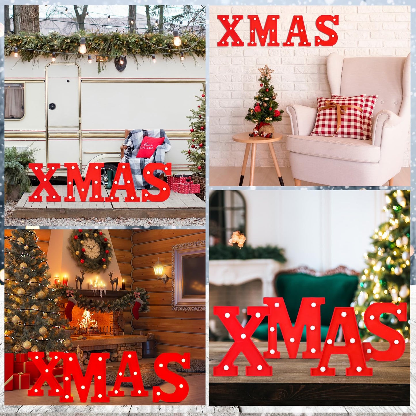 VIHOSE Christmas LED Letter Lights Sign Table Decoration Xmas Light up Letters Battery Powered Letter for Indoor Christmas Decoration Home Bar Party Bedroom Tabletop Gift