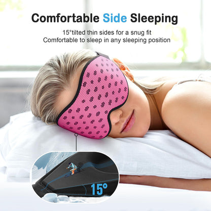 LitBear Breathable Sleep Mask, 3D Eye Mak Sleep for Side Sleepers Women Men, Light Blocking Sleeping Mask with Adjustable Strap, Soft Lightweight Eye Cover for Travel, Night Work, Nap, Office - Blue