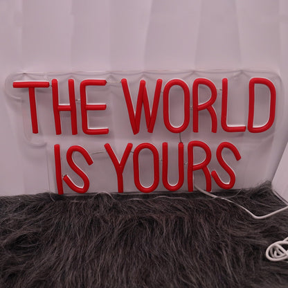 The World Is Yours Neon Sign Dimmable The World is Yours LED Sign Wall Decor Gift Suitable for Bedroom Game Room Man Den Cinema Party 14 * 6.8 Inch