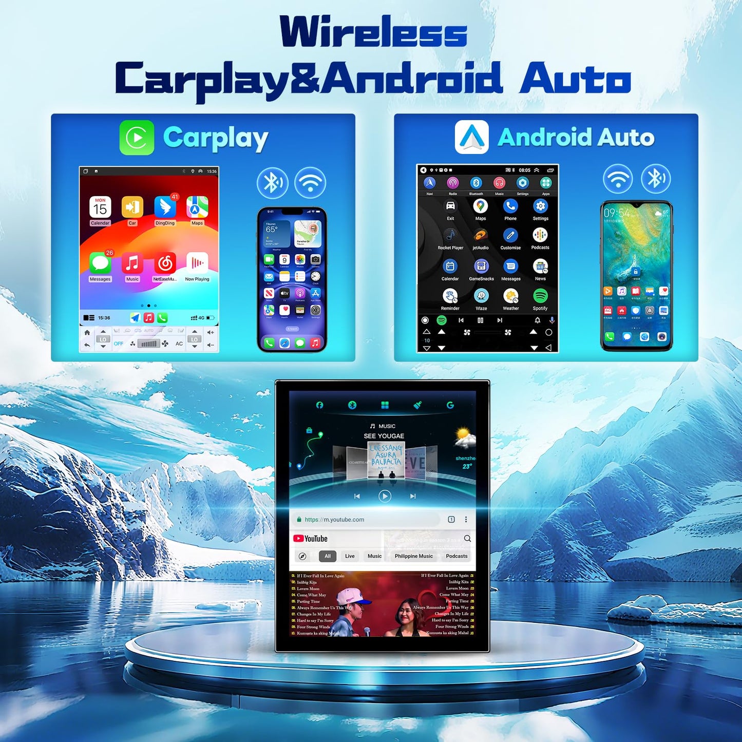 Gearzbtor 12.1" Qualcomm 8Core 4+64G Radio for Ford Expedition 2015 2016 2017,Android 13 T-Style Vertical Screen Expedition Stereo Carplay Android Auto 5Ghz WiFi 48EQ SWC Mic 1080P Backup Camera