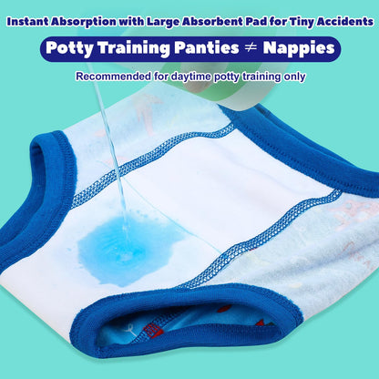 MOEMOE BABY Potty Training Pants for Boys - Reusable Cotton Toddler Underwear, 10 Pack, Blue, 3 Years