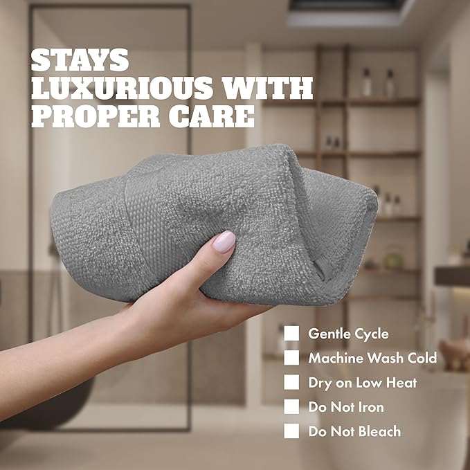 White Classic Wealuxe Light Gray Washcloths 24 Pack