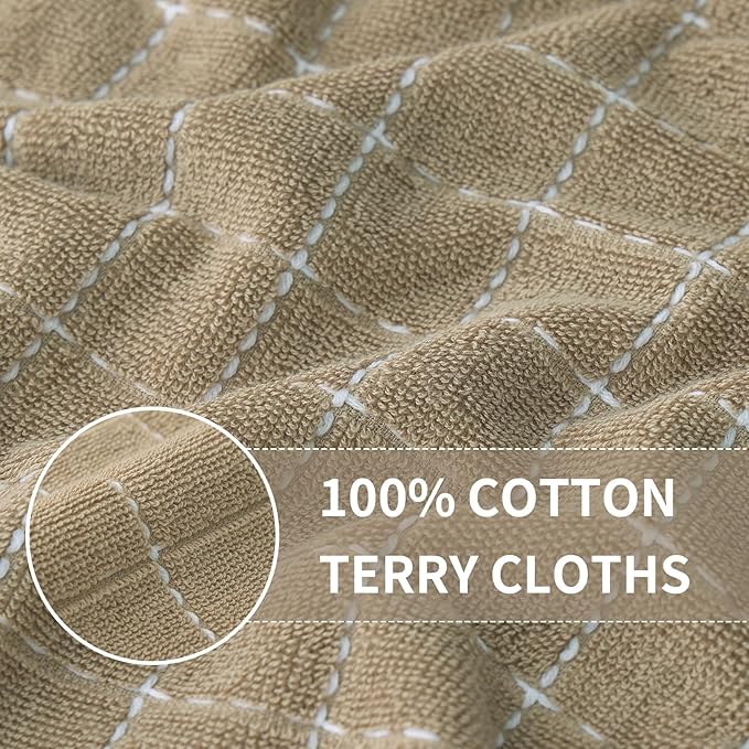 Homaxy 100% Cotton Terry Kitchen Towels, Checkered Designed, Soft and Super