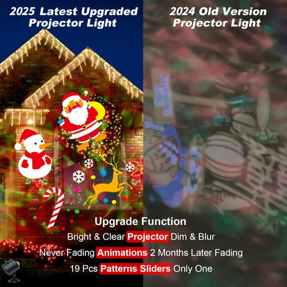 Brighter Christmas Projector Lights Outdoor,2025 Upgrade Holiday Projectors with 19HD Slides (Ocean Wave & Patterns), Weatherproof Christmas,Halloween Projector,Christmas Decorations for Light Show