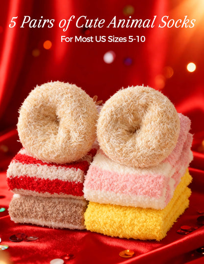 TEHOOK Warm & Cozy Valentines Gifts for Women, Fluffy Fuzzy Plush Sleeping Slipper Socks - Soft Warm Fabric