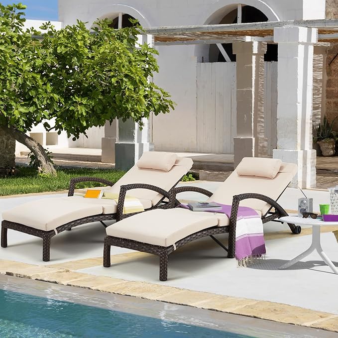 HOMREST Chaise Lounge Chairs Set of 2