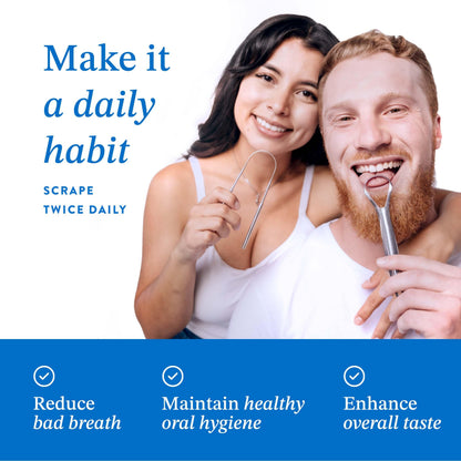 Mouthology Tongue Scraper for Adults (2 Pack), Reduce Bad Breath, Metal Tongue Scraper, Tongue Cleaner, Tongue Scraper, Stainless Steel Tongue Scraper, Tongue Cleaner for Adults, Tongue Scrubber
