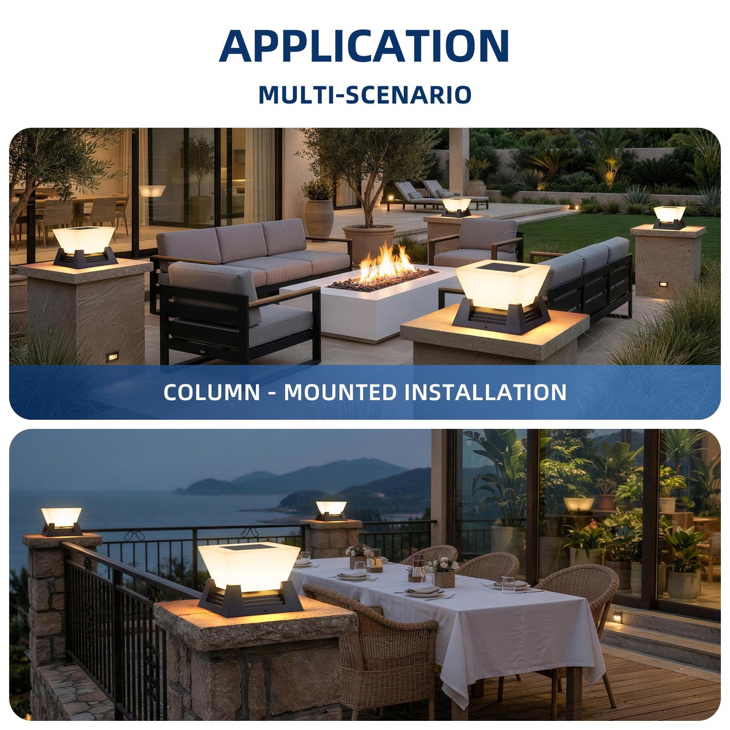 ZRJJMLAN Outdoor Post Lights, 11" Hard Wired Pillar Light, IP54 Waterproof Column Lamp E26 LED Bulb Modern Fence Deck Lantern 3000K Outside Landscape Lighting for Patio Garden Backyard Gate Decoration