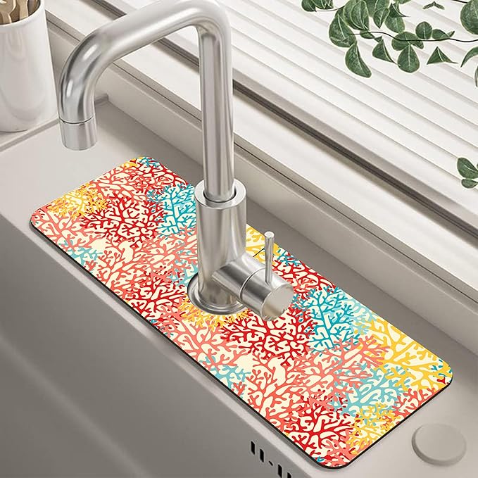 Colorful Sea Corals Dish Drying Mat
