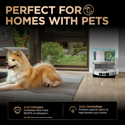 Shark AV2501S AI Ultra Robot Vacuum, with Matrix Clean, Home Mapping, 30-Day Capacity HEPA Bagless Self Empty Base, Perfect for Pet Hair, Wifi, Dark Grey