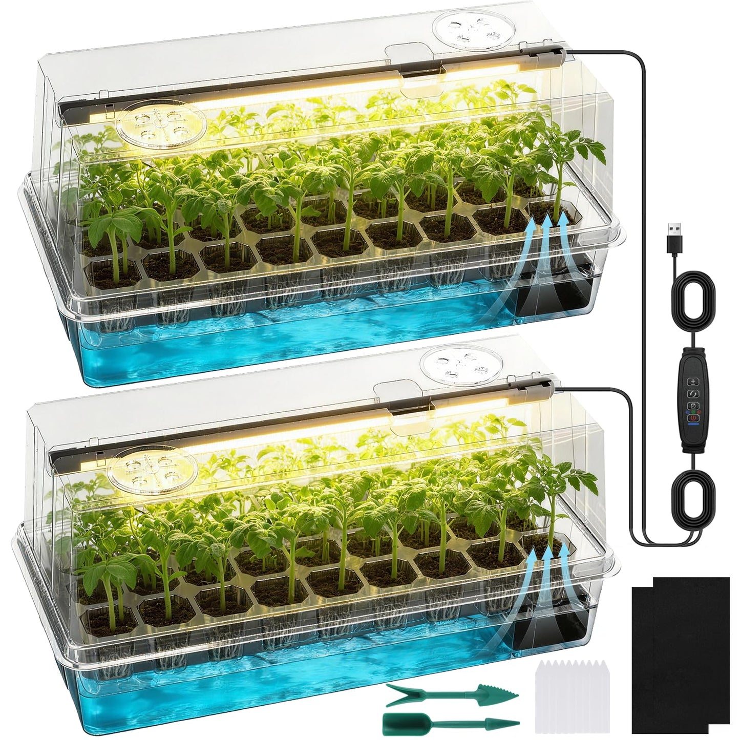 72 Cells Seed Starter Tray Self Watering, Seed Starter Kit with Grow Light, Full Spectrum with 5 Dimmable Brightness & Timer, Indoor Plant Grow Tray for Beginners & Seasoned Gardeners, Gardening Gifts