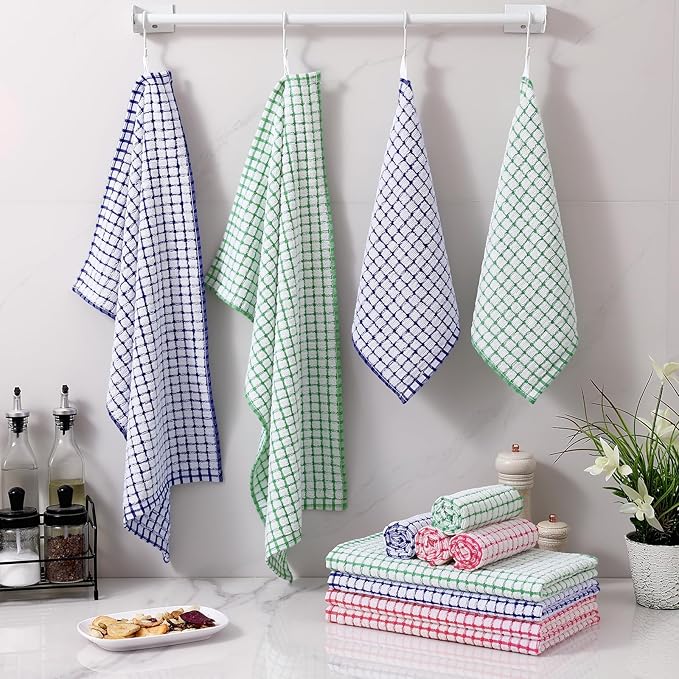 Homaxy Kitchen Towels and Dishcloths Set, 16 x 25 and 12 x 12 Inches, Super