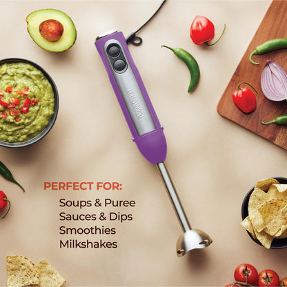 Powerful Immersion Blender, Electric Hand Blender 500 Watt with Turbo Mode, Detachable Base. Handheld Kitchen Gadget Blender Stick for Soup, Smoothie, Puree, Baby Food, 304 Stainless Steel Blades