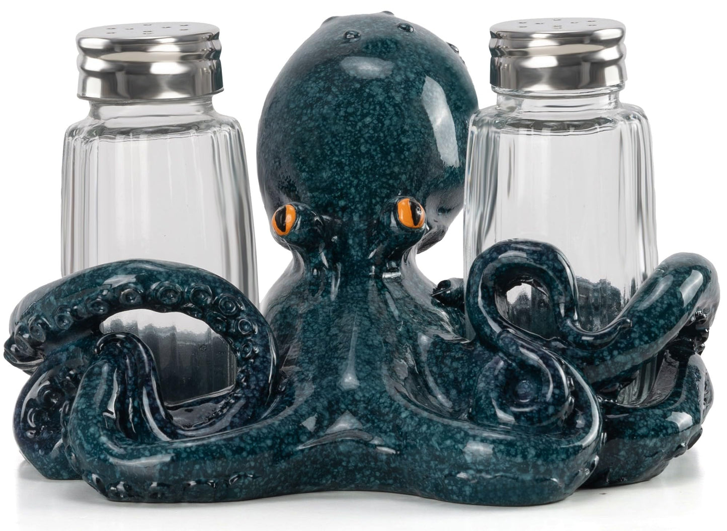 Decorative Octopus Salt and Pepper Shaker Holder, Coastal Kitchen Decor (Octopus)