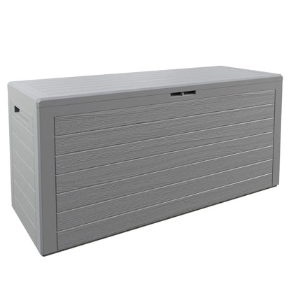 CASARIA® Outdoor Garden Storage Box | 280L | Waterproof | Plastic, Lockable Container w/Lid | Cushion Blanket Out Door Chest | Parcels, Tools, Toys | 116x43x55cm | Grey