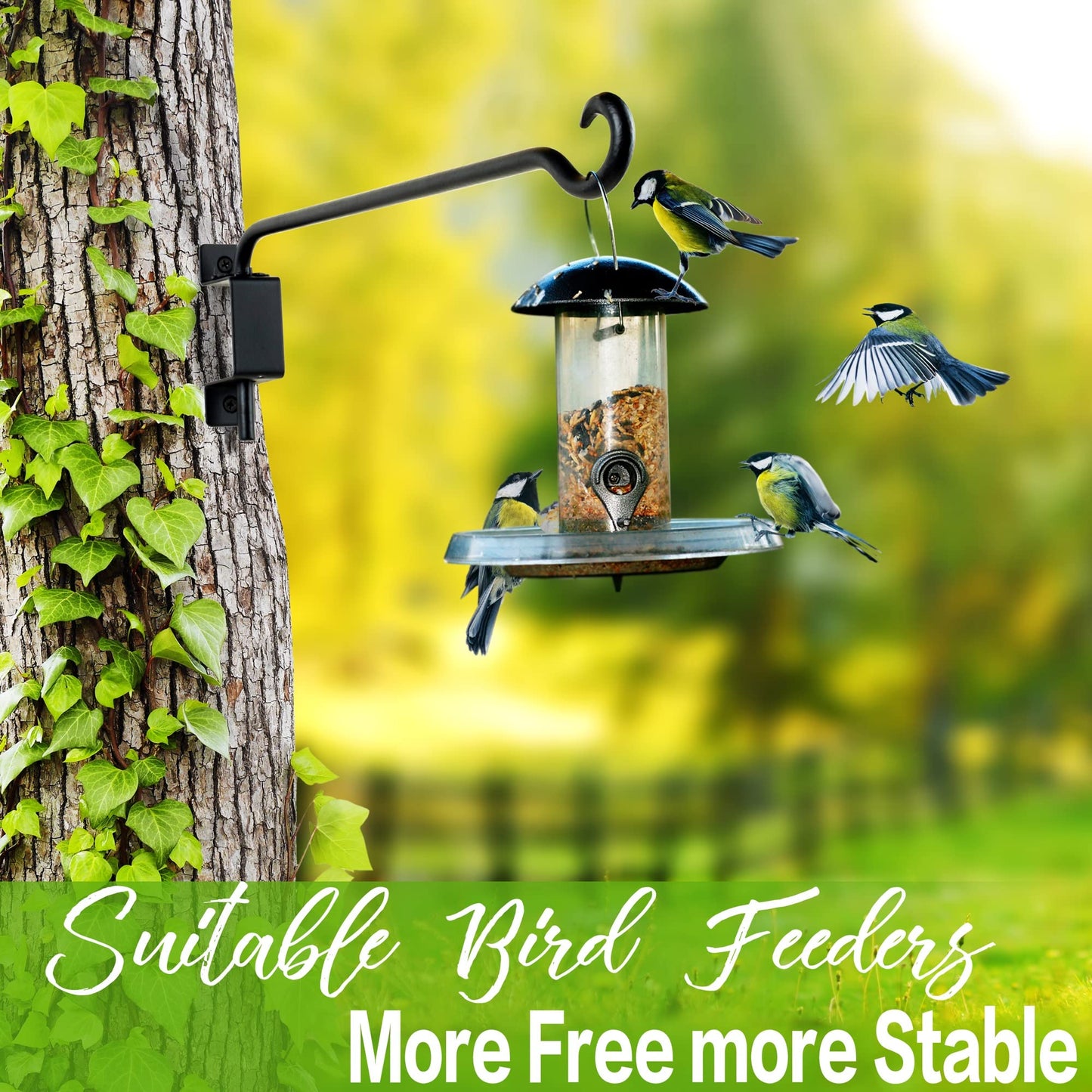 Qiang Ni Plant Hanger Outdoor: 12 Inch Bird Feeder Bracket for Garden Patio Decor - 2 PCS Swivel Adjustable Wall Mount Plant Hook for Hanging Flower Baskets