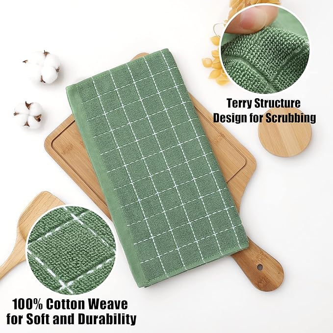 Homaxy 100% Cotton Terry Kitchen Dish Cloths, Ultra Soft and Absorbent Dish