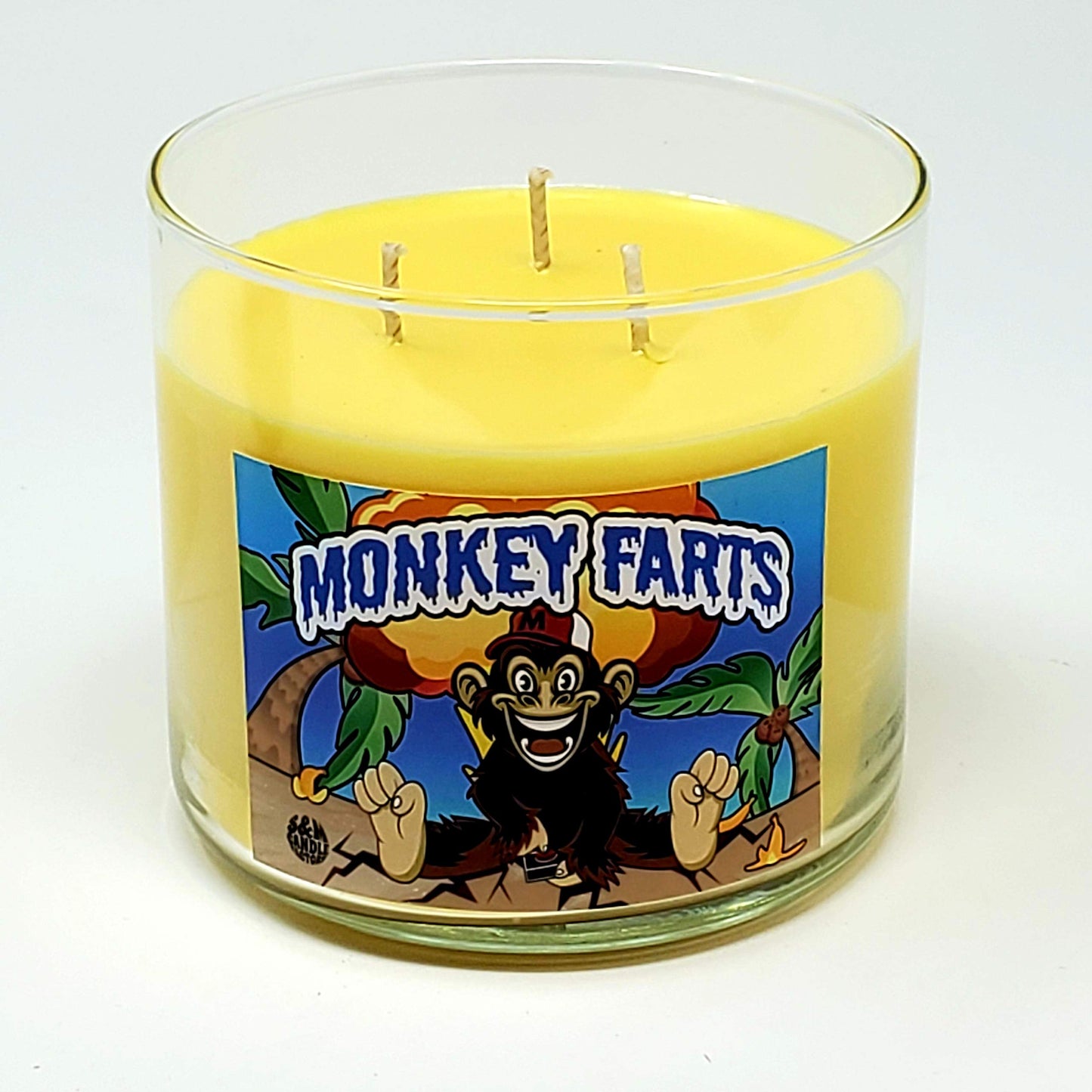 Monkey Farts Candle ~ Premium 100% All Natural Soy Candle ~ Funny Candle with Amazing Scent (Large 3 Wick)