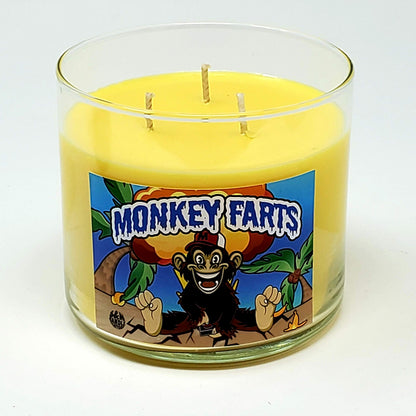 Monkey Farts Candle ~ Premium 100% All Natural Soy Candle ~ Funny Candle with Amazing Scent (Large 3 Wick)