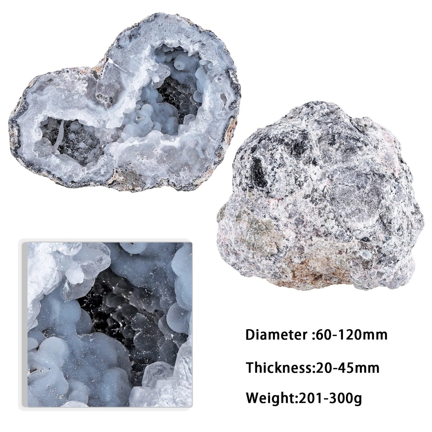 Rockcloud Natural Druzy Agate Geode Mineral Irregular Quartz Crystal Cluster Collection Specimen for Home Decor, 0.44-0.66 lb