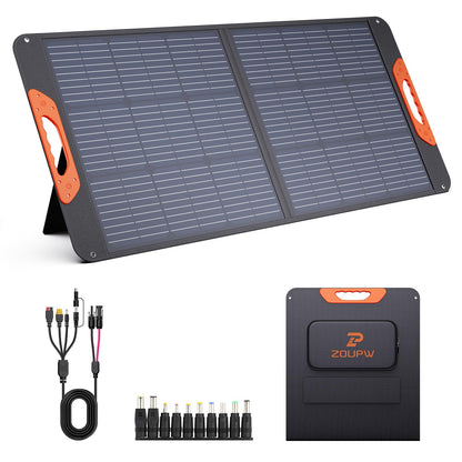 ZOUPW 100W Portable Solar Panel with 5-in-1 Cable,23.5% Efficiency Mono Foldable Solar Charger for Jackery 300/Ecoflow River/Anker/Bluetti,IP67 Waterproof for Camping RV Off-Grid Emergency Power