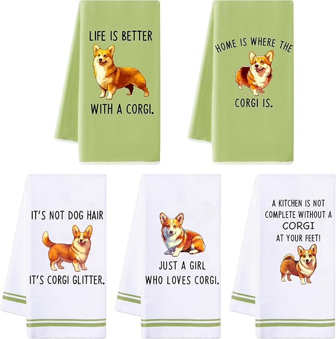 R Horse Funny Corgi Kitchen Dish Towels