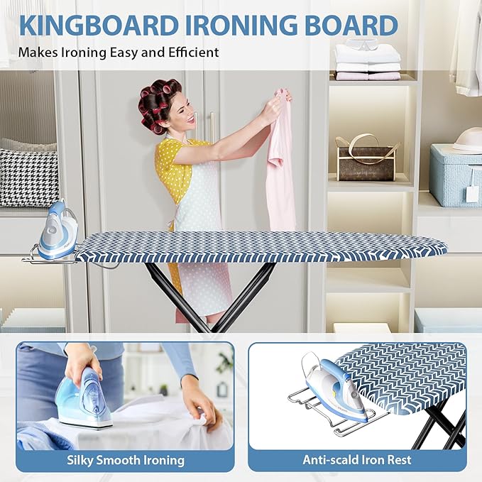 KINGBOARD Foldable Ironing Board Full Size, Iron and Ironing Board Set Standard