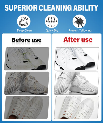 Shoe Cleaner, 200ml White Trainer Cleaner with Shoe Brush & Cloth Included, Sneaker Cleaner, Shoe Cleaning Kit for Suede, Leather, Knit, Boots, Canvas, Rubber, PU