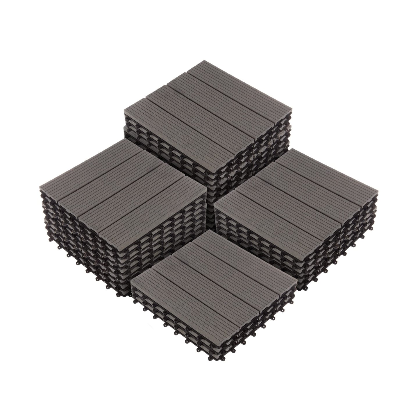 Interlocking Deck Tiles - 30-Pack 11.6-in Wood Plastic Composite All-Weather Outdoor Flooring Balcony Poolside or Patio by Pure Garden (Gray)
