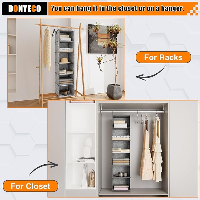 6-Shelf Hanging Storage Closet Organizer, Linen Rv Storage and Organization