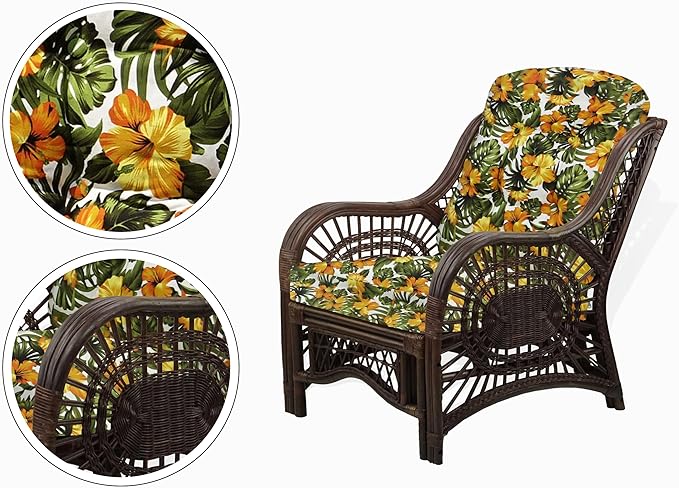 Malibu Lounge Set of 4: 2 Natural Rattan Wicker Chairs, Three-Seater Sofa