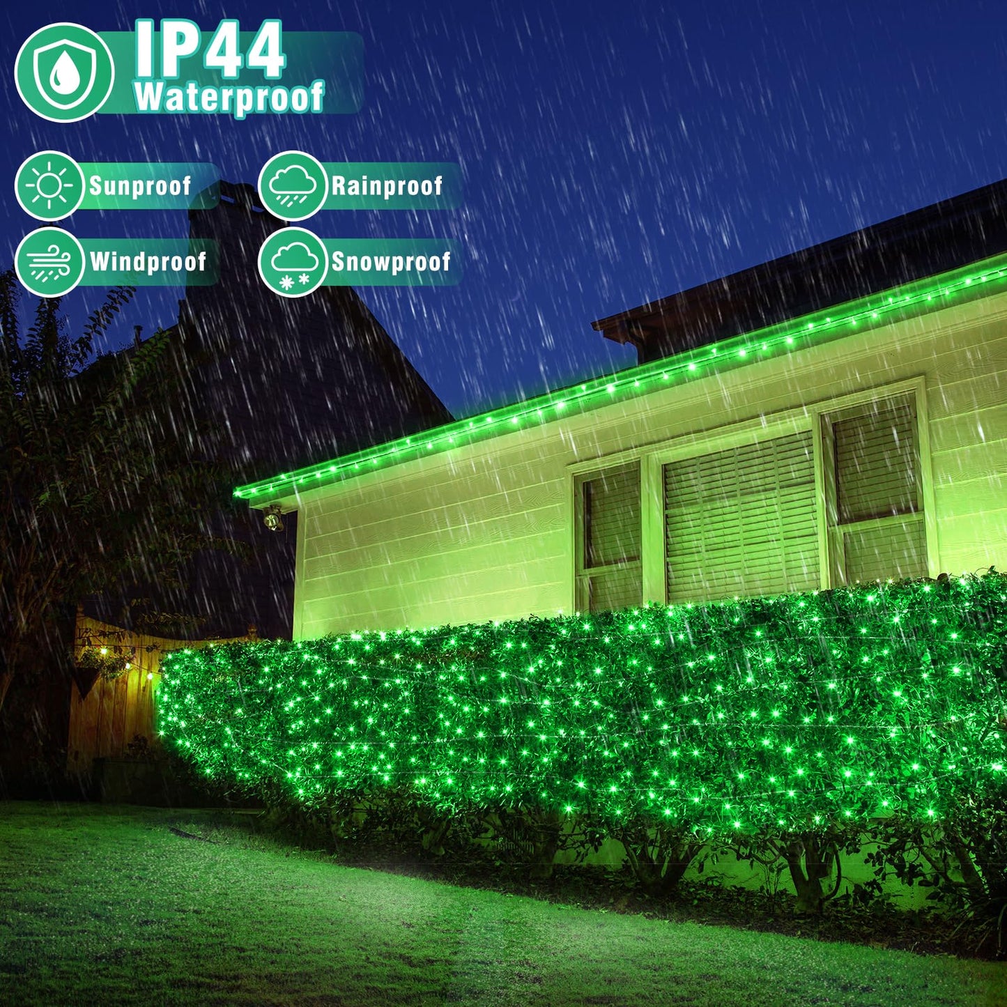 100FT 300 LED Outdoor String Lights, Plug in Connectable Christmas Lights Indoor Waterproof, 8 Modes Clear Wire String Lights for Outside Bedroom Xmas Tree Garden Patio Halloween Decorations, Green