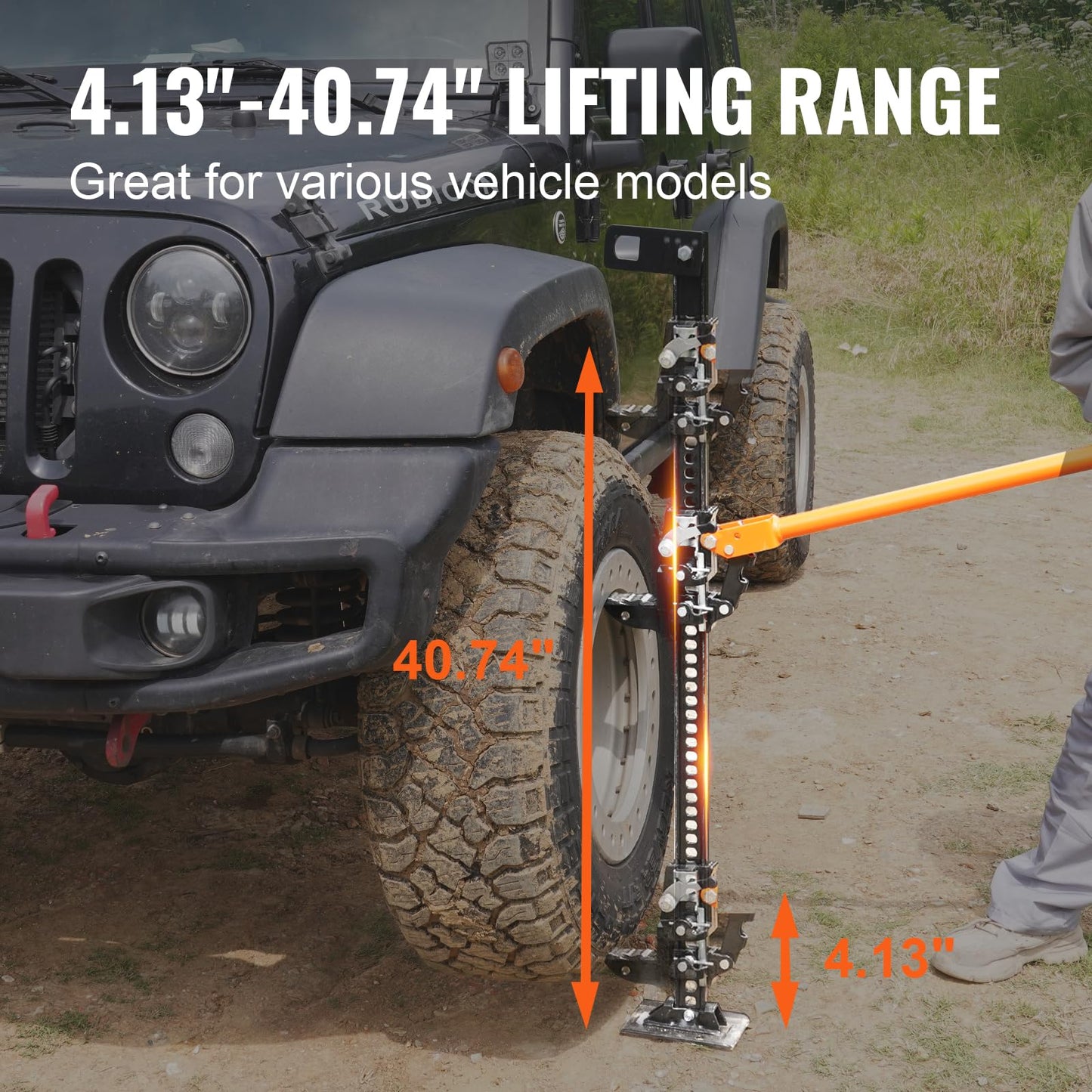 VEVOR Farm Jack,48" Utility High Lift Farm Jack, 7000 lbs Capacity Ratcheting Off Road Utility Jack, Heavy-Duty Farm Jack for Tractor, Truck, SUV, Bumper Lift, Orange
