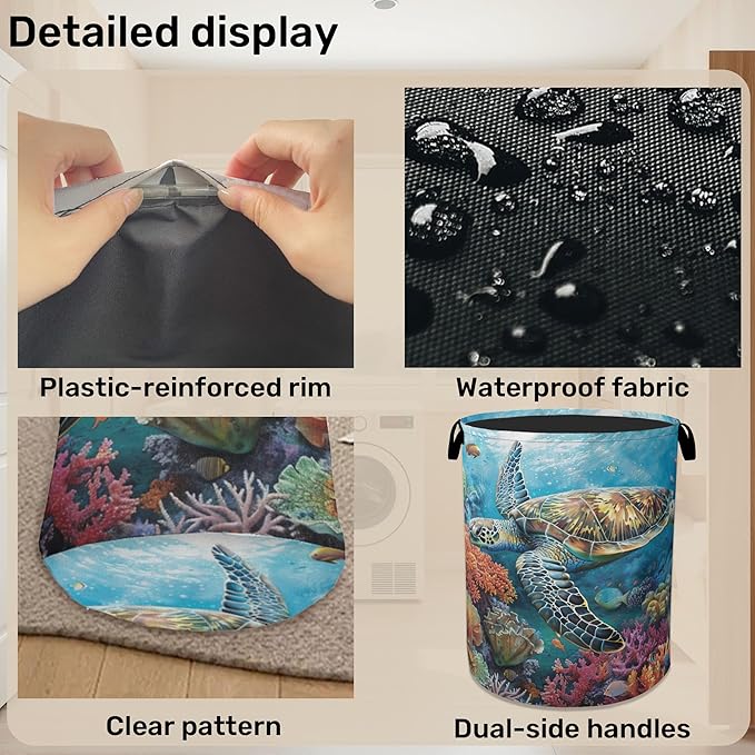 Sea Turtle Foldable Canvas Laundry Basket