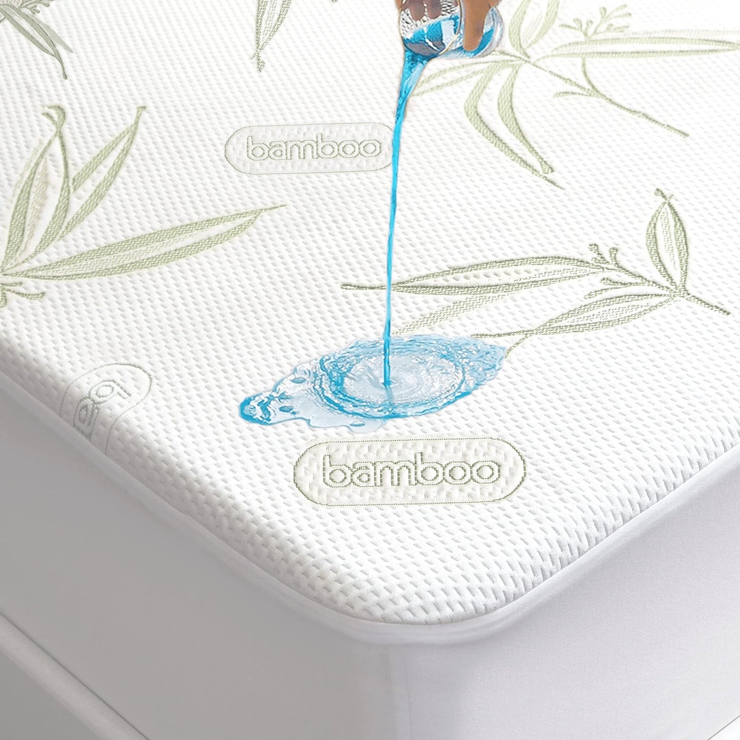 Twin XL Size Waterproof Mattress Protector, Premium Cooling Viscose from Bamboo Mattress Pad, Breathable, Noiseless, Cooling & Machine-Washable Bed Cover with 21" Deep Pocket