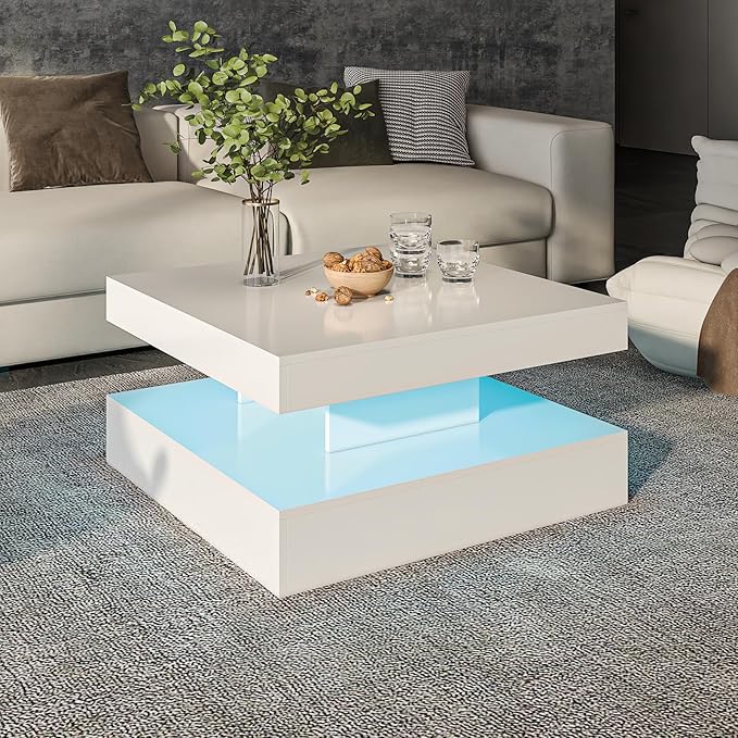 HedoAjim White LED Coffee Table