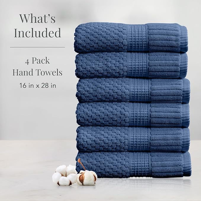 NY Loft 100% Cotton Hand Towels| 6 Pack Hand Towel Set | Absorbent & Quick-Dry