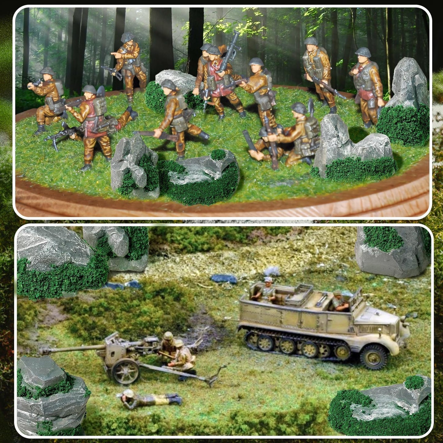 Warmtree 10 Pcs Diorama Rocks Fake Rock Miniature Stone Rock Statue for Diorama Supplies Micro Train Landscape Railway Sand Table Zen Garden Accessories (Green)