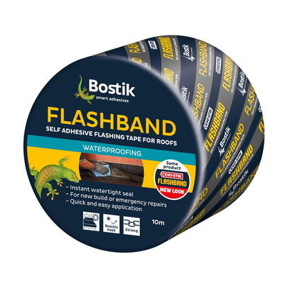 Bostik Flashband Self Adhesive Flashing Tape for Roofs Grey - 75mm x 10m - Provides an Instant Watertight Seal - Quick and Easy Application - Excellent Adhesion