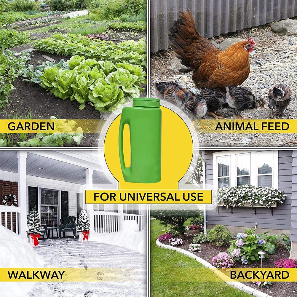 Thonlai Hand Held Spreader, Fertilizer Salt Spreader, Ice Salt Dispenser with Adjustable Hole Size Cover for Lawns Gardens Walkways (Green)