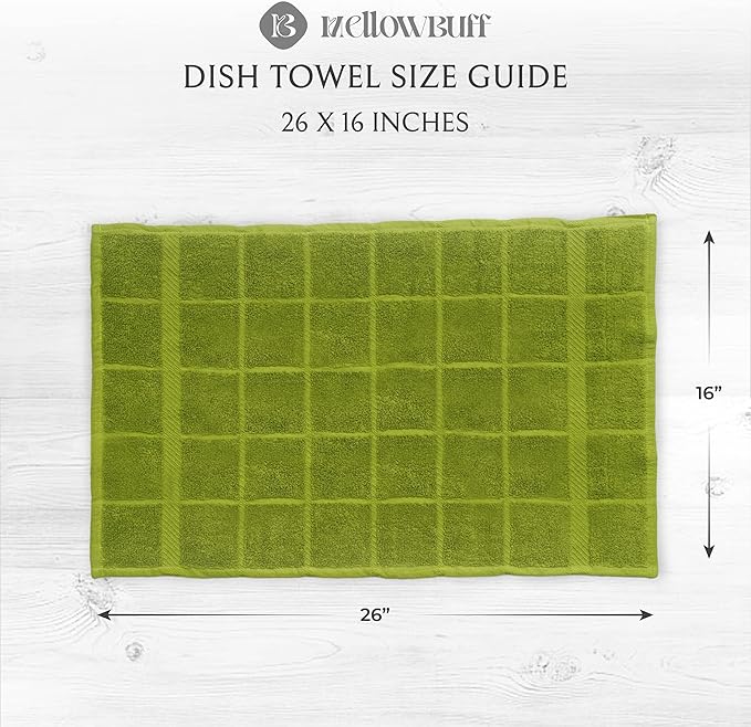 100% Cotton Terry Dish Towels, 4 Pack Plain, 16 x26 Inches, Super Soft and
