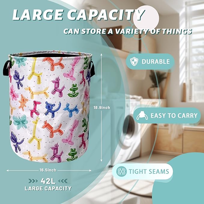 Colorful Dogs Pattern Laundry Basket Foldable