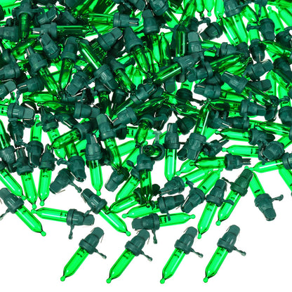 Remagr 120 Pcs Christmas LED Replacement Bulb Mini Wide Angle LED Xmas Bulbs Tree Light Outdoor String Light Replacement for Christmas Garden Party Decor(Green Base with Green Bulb)